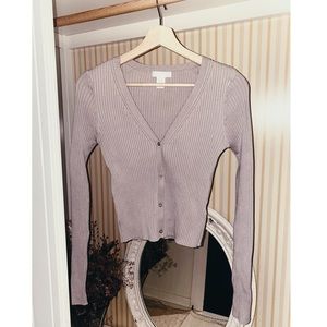 Beige Button Down Sweater Top